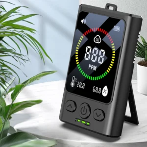 3‑in‑1 CO Detector – Rechargeable CO + Temp & Humidity Monitor